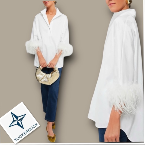 TUCKERNUCK White Feather Cuffs Willow Blouse Size XXXL - Picture 2 of 14